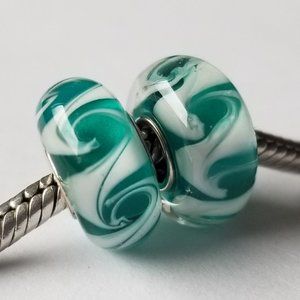 2pcs Sterling SIngle Core Euro Charm Bead Pair